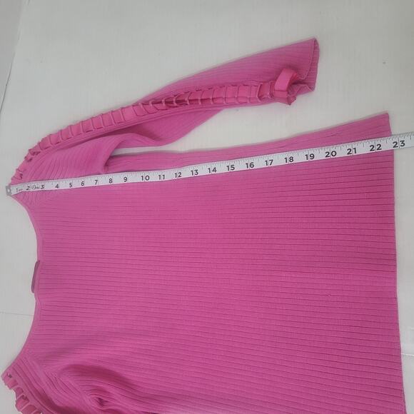 Y2K Ribbed Knit Long Sleeve Top Laced Caged Sleeves Silk Blend Large - Picture 7 of 9